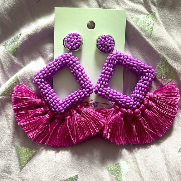 Rozie June Boho Purple Statement Earrings - Picture 2 of 3